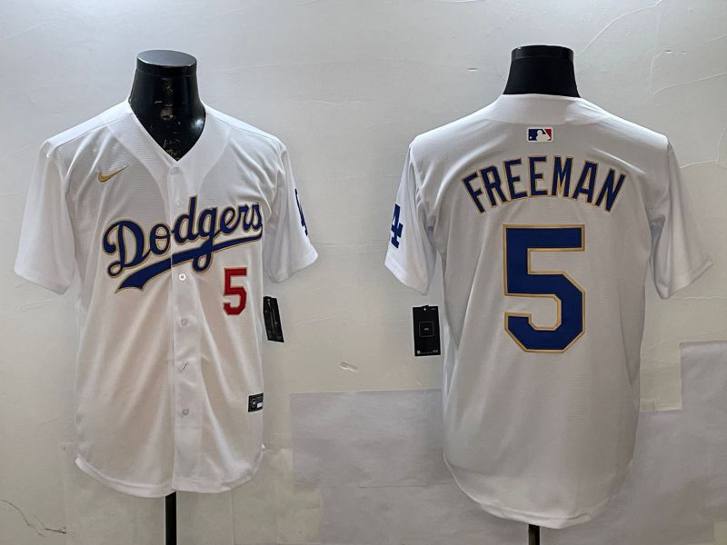 Men Los Angeles Dodgers #5 Freeman White Gold Game 2025 Nike MLB Jersey style 0225->los angeles dodgers->MLB Jersey